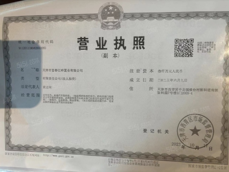 金地风华919开发商营业执照