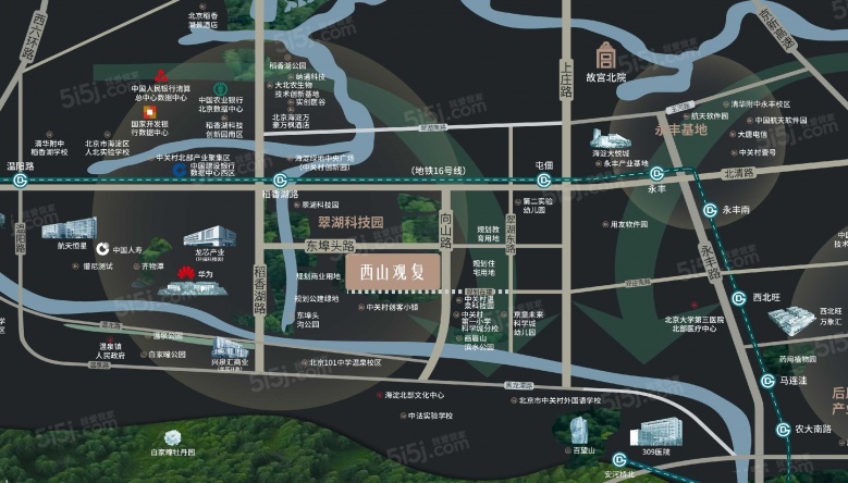 中海西山观复区位图