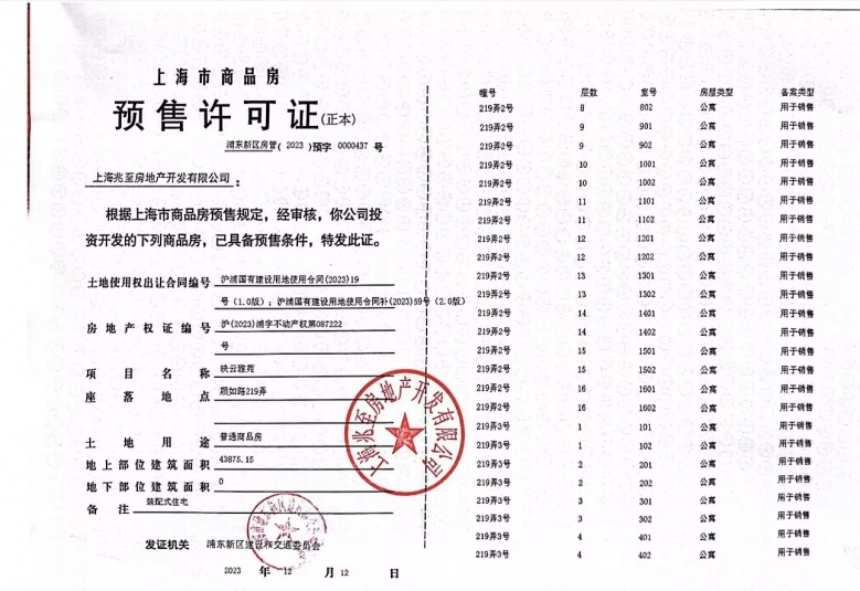 建发联发青云上预售许可证