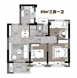 3室2厅1卫户型图