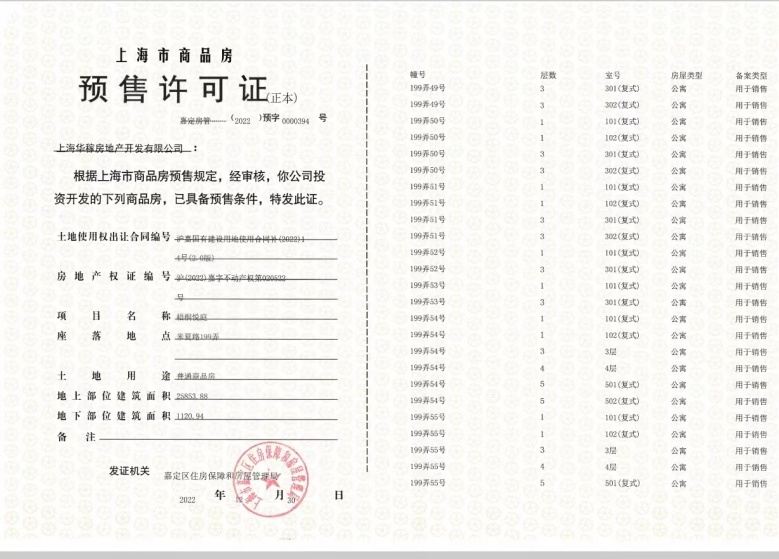大华梧桐樾预售许可证
