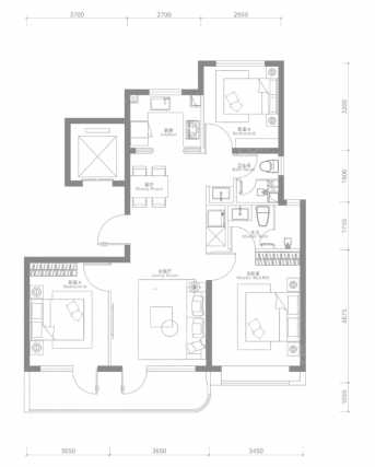 3室2厅2卫户型详情