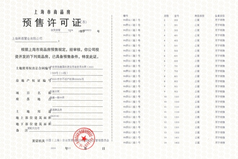 中建玖海云天预售许可证