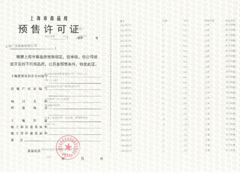 保利光合跃城预售许可证