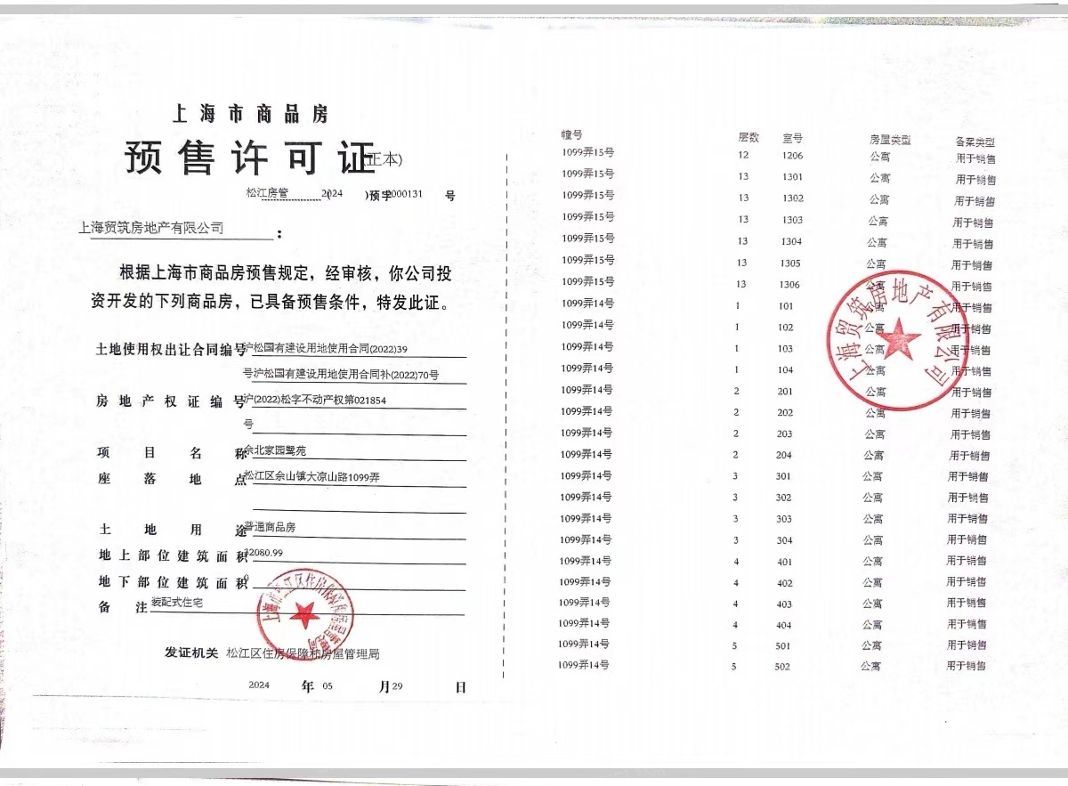 国贸鹭原预售许可证