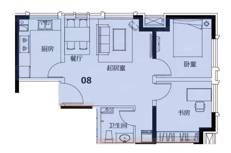 海河湾2室1厅1卫