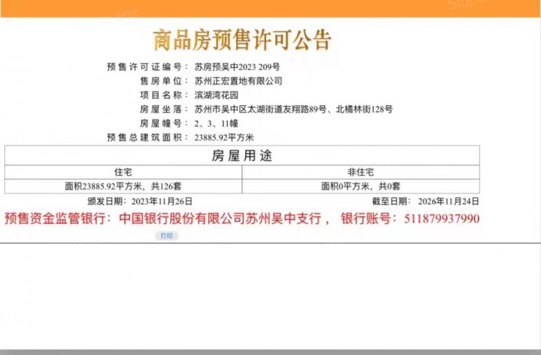 仁恒滨湖湾预售许可证