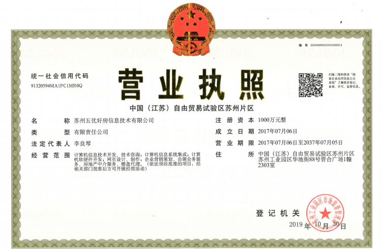 仁恒滨湖湾二级合作房营业执照