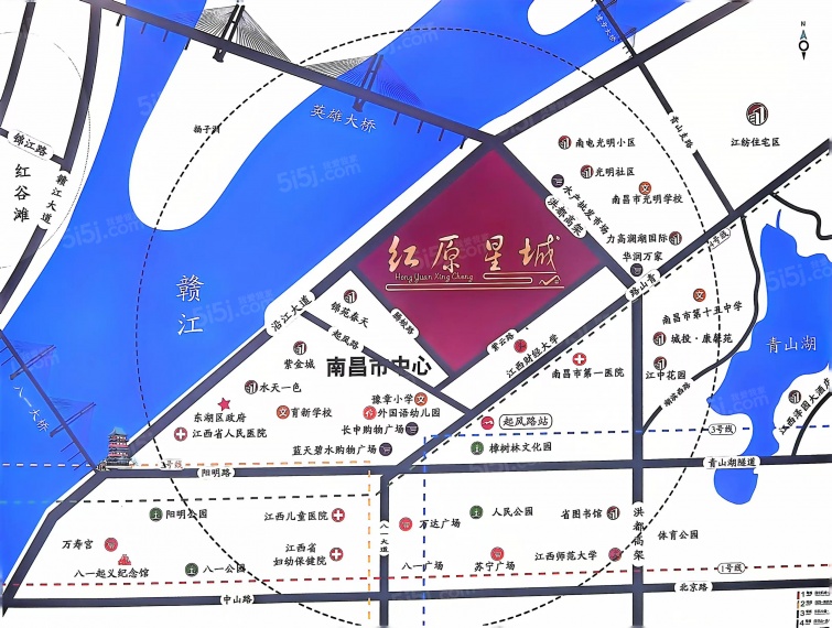 红原星城区位图