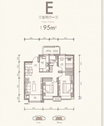 3室2厅1卫户型详情