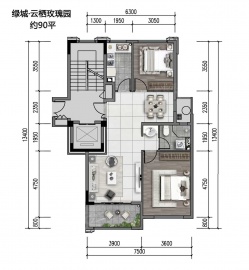 绿城云栖玫瑰园2室2厅1卫