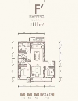 3室2厅2卫户型详情