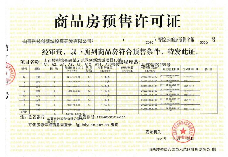 创新绿城预售许可证