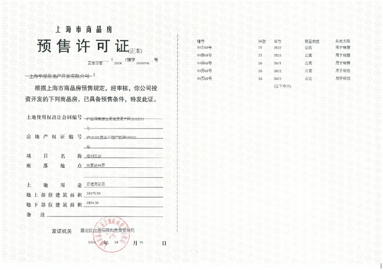 大华梧桐樾预售许可证