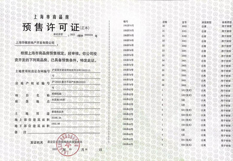 大华梧桐樾预售许可证