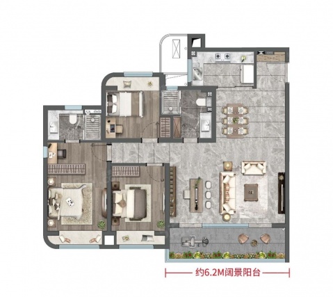 3室2厅2卫户型详情