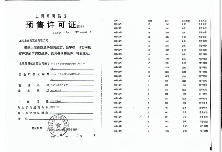练祁佳城云汇佳苑预售许可证