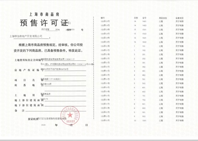古美阅华预售许可证
