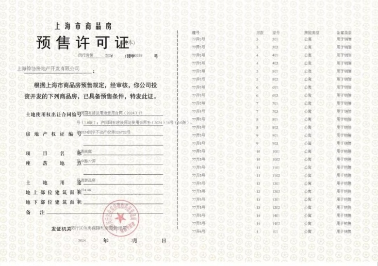古美阅华预售许可证