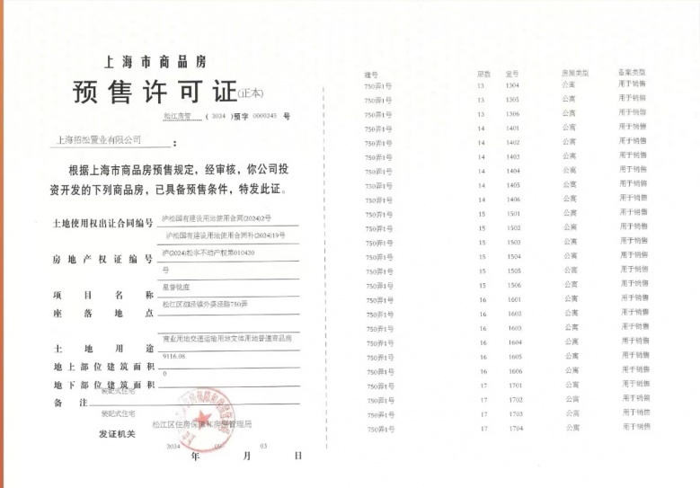 招商时代潮派预售许可证