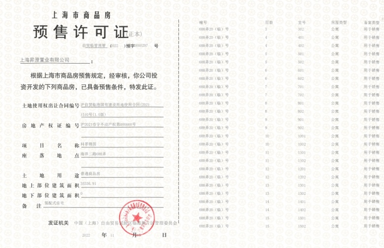 中建玖海云天预售许可证