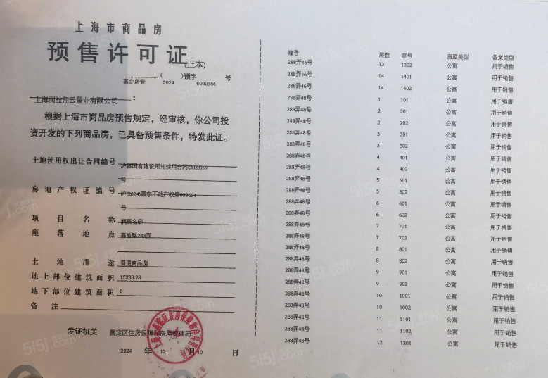 上海时代之城预售许可证