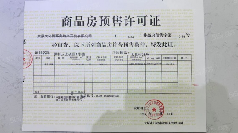 保利和悦华锦预售许可证