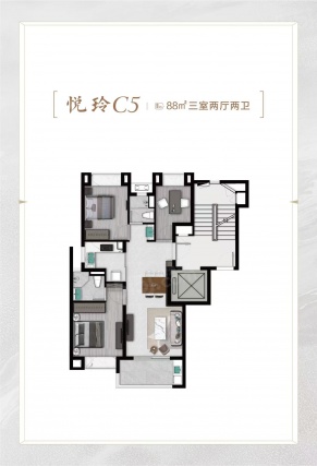3室2厅2卫户型详情