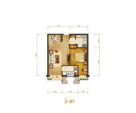 1室1厅1卫户型图