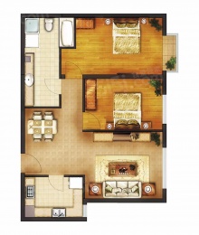 2室2厅1卫户型图