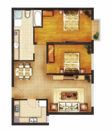 2室2厅1卫户型详情