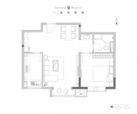 1室2厅1卫户型图