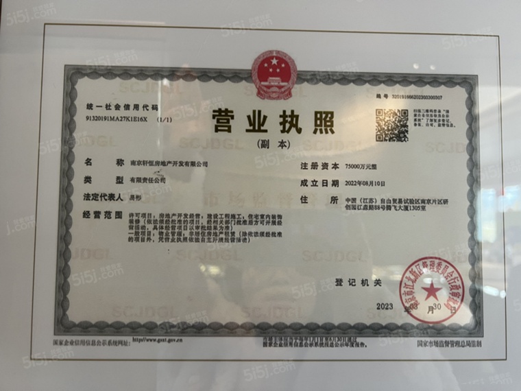 仁恒城市星皓开发商营业执照