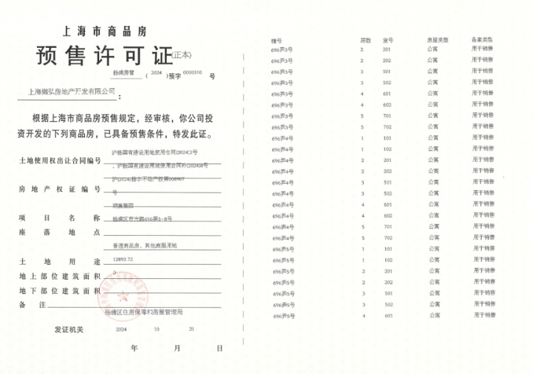 越秀杨浦天玥预售许可证