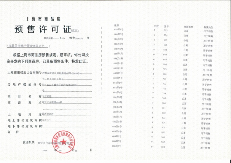 象屿江湾悦府预售许可证