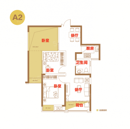 3室2厅1卫户型详情