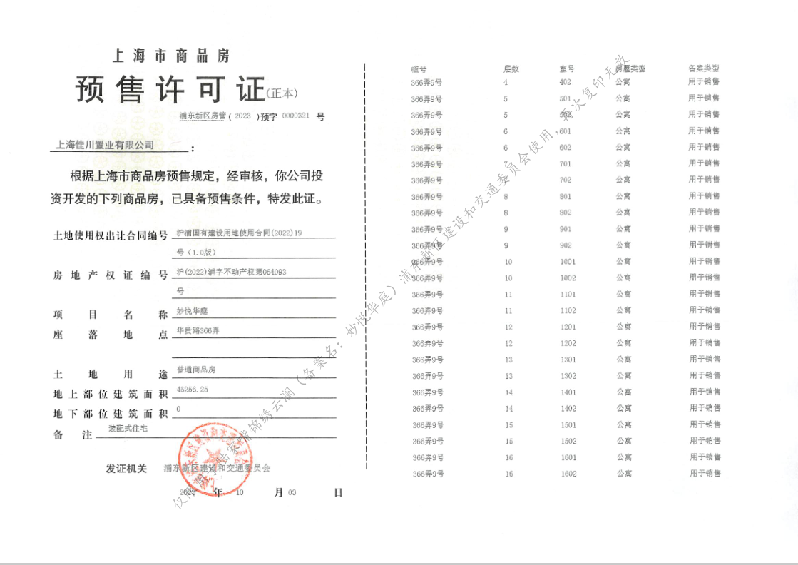 陆家嘴锦绣云澜预售许可证
