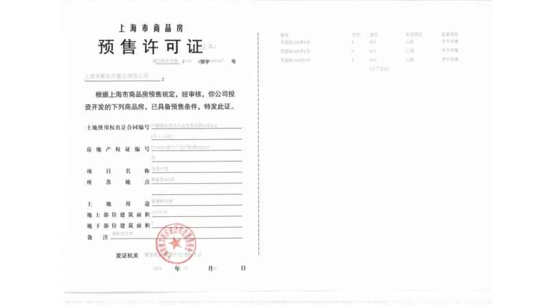 华发观澜半岛预售许可证