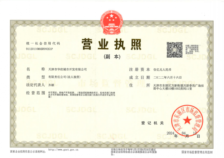 美域东霖开发商营业执照