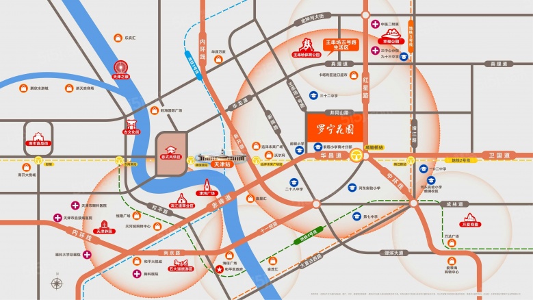 津铁格调罗宁花园区位图
