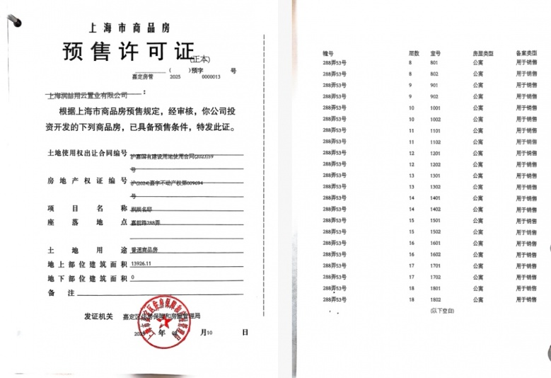 上海时代之城预售许可证