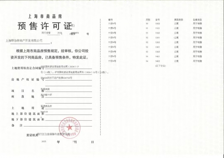 古美阅华预售许可证