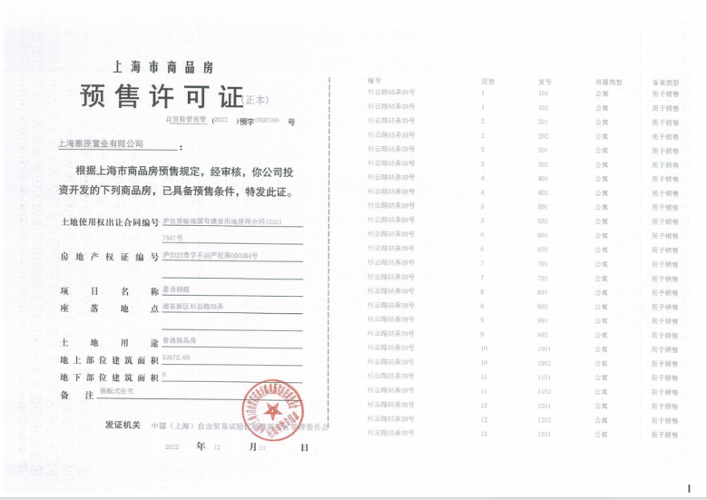 雅戈尔星海云境预售许可证