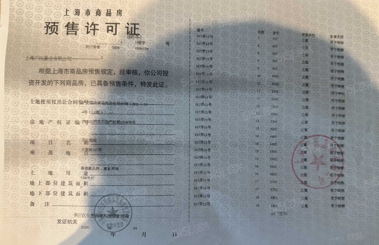 保利光合上城预售许可证