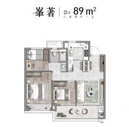 3室2厅1卫户型图