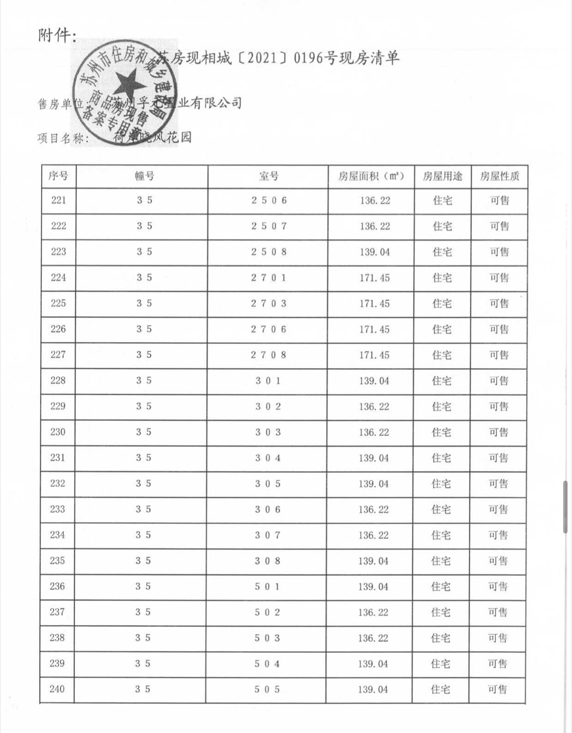 荷岸晓风预售许可证