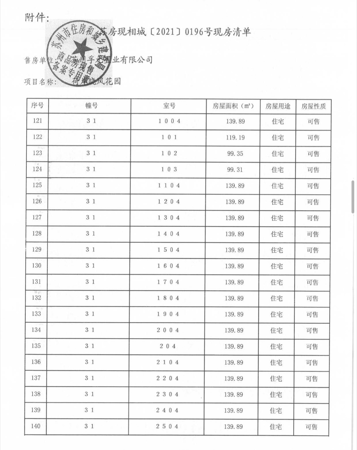 荷岸晓风预售许可证