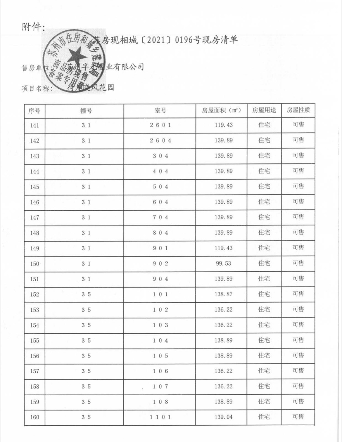 荷岸晓风预售许可证