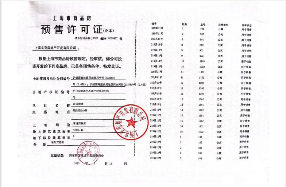 建发联发青云上预售许可证