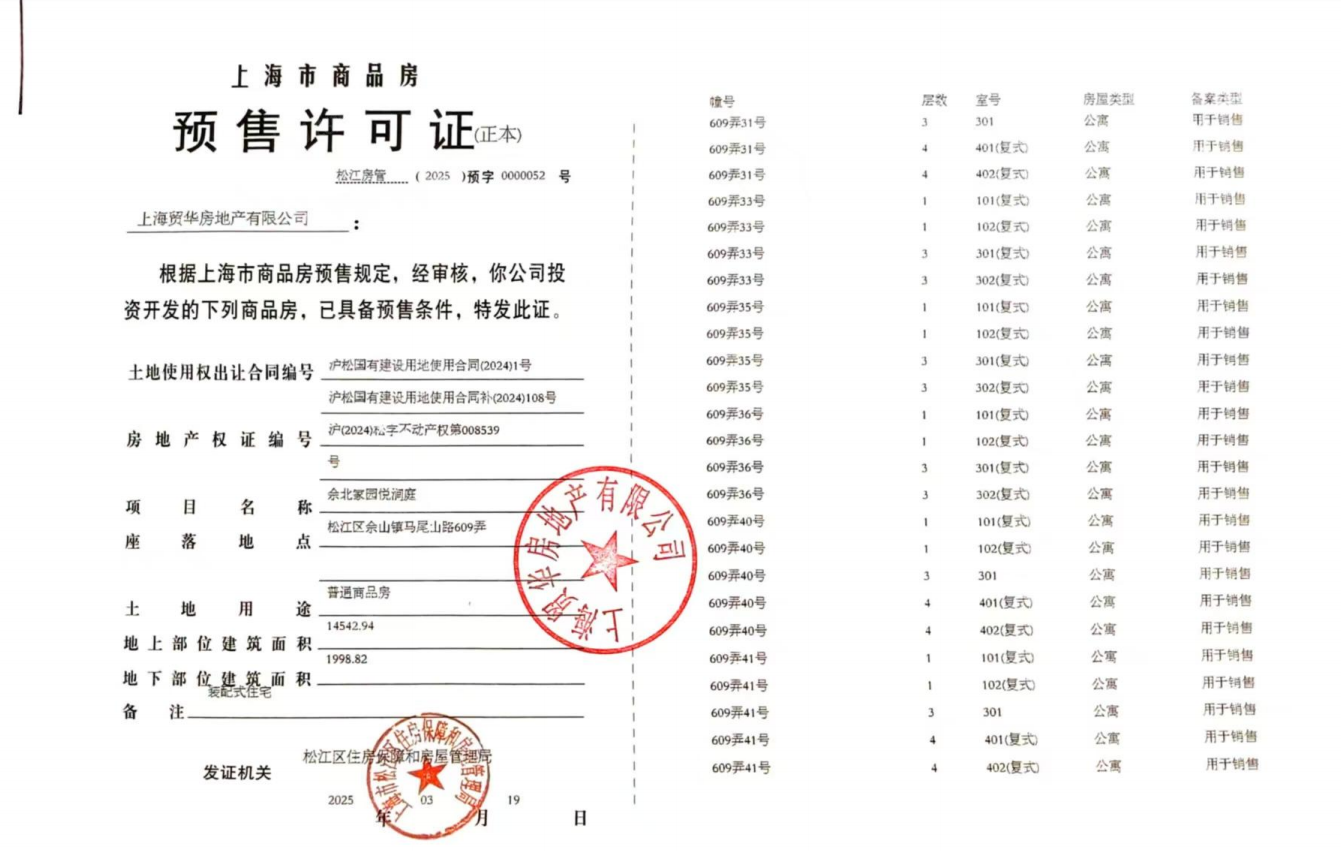 国贸海屿佘山预售许可证